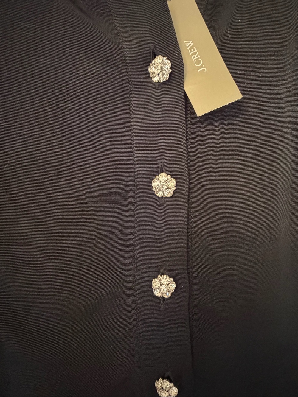 NWT J. Crew Black Taffeta Gemstone Button A Line Shirt Dress - Picture 6 of 16